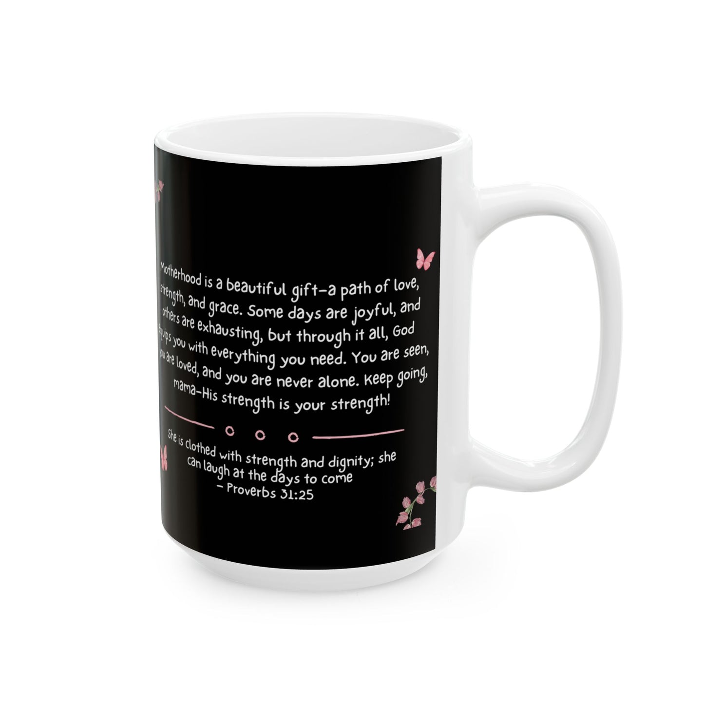 Motherhood, fueled by Jesus, Sustained by Coffee, Mom Ceramic Coffee Mug, Mommy Christian Mug, Mama Faith Mug, Inspirational Bible Verse Gift for Mother’s Day from Daughter, Son, Husband, Personalized Decorative Ceramic Mug